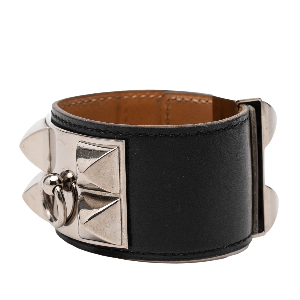 Pre-Loved Hermes Swift Leather and Palladium Plated Collier de Chien Bracelet - Picture 2 of 6